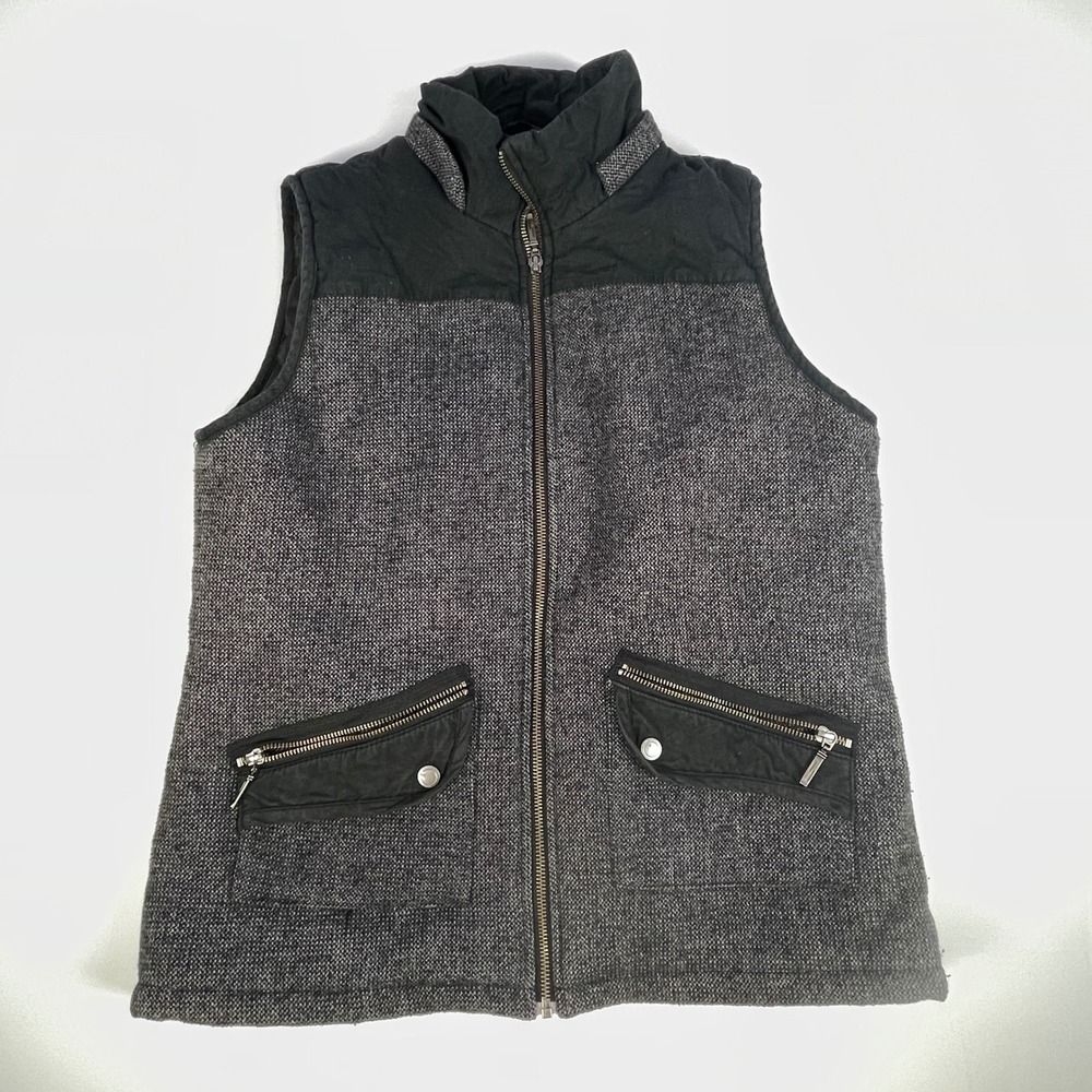 Natural Reflections Womens Gray Mixed Media Puffer Vest Large 652NRF145096W